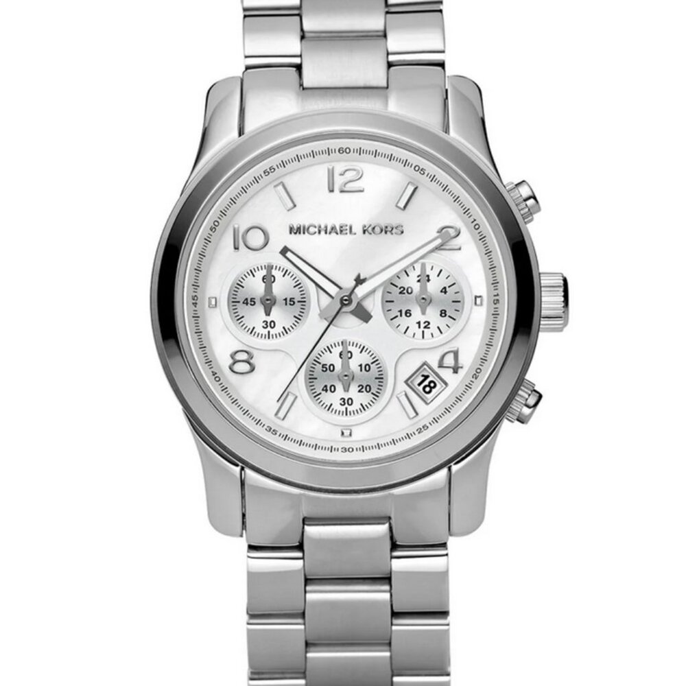 Michael Kors Runway Chronograph Quartz Silver Dial Ladies Watch M5076